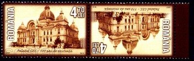 2007 CEC,Savings Bank Palace,Banque,Sparkasse,Romania,Mi.6204,Tete-beche,H/1,MNH