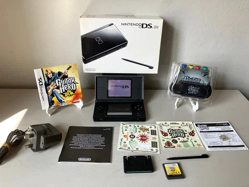 Boxed Nintendo DS Lite - Guitar Hero Limited Edition + Guitar Attachment & Game