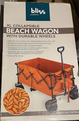 Bliss Hammocks 36  Collapsible Beach Wagon w/ Storage Bag | 175 lbs Capacity