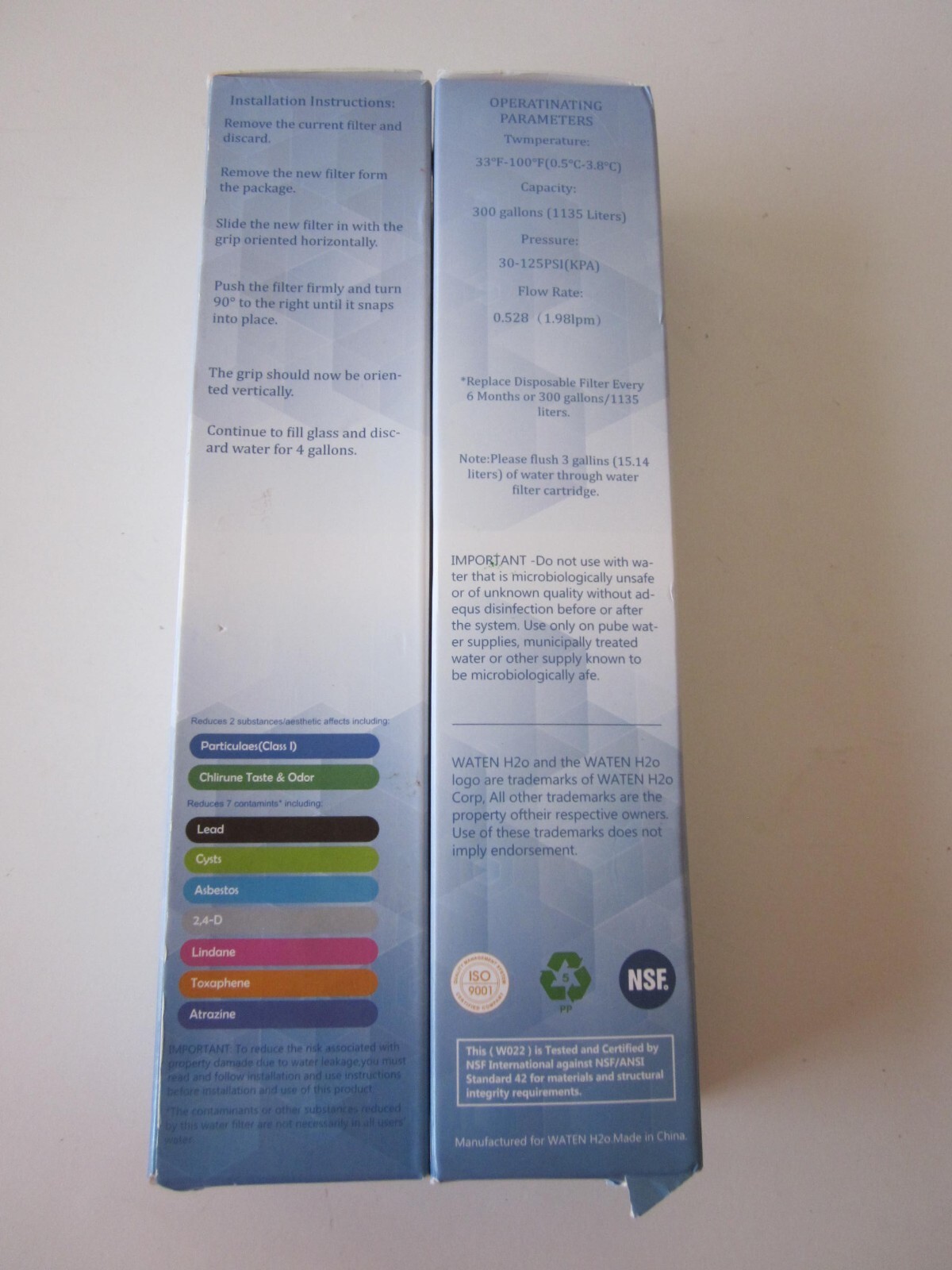 Lot of 2 Waten H2o Replacement Filters EPTWFU01 Puresource Ultra II