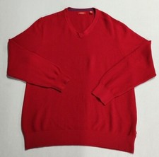 Izod Men's Red Sweater Long Sleeve V Neck 100 Cotton Size Large