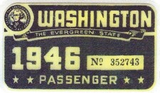 1946 Washington Registration Windshield Sticker Decal Tabtag Passengercar -new