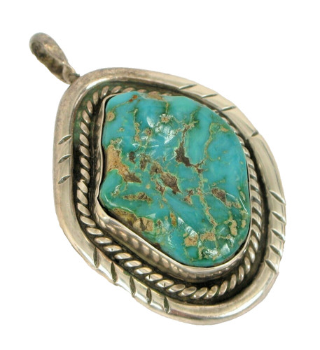 VINTAGE NATIVE AMERICAN SIGNED GEORGE LEE STERLING SILVER TURQUOISE PENDANT !