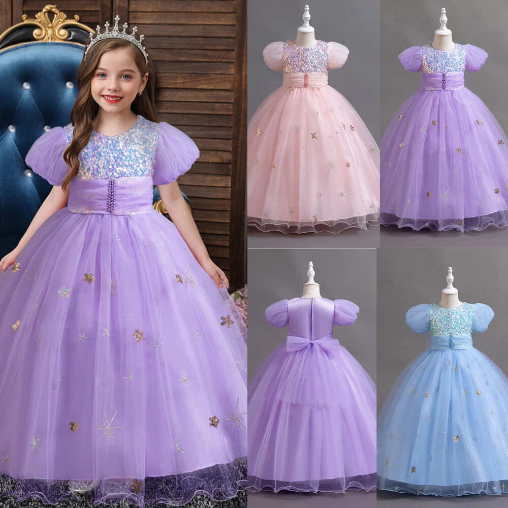 Kids Girls Christmas Costume Fancy Dresses Square Neck Dress Children Gown  Max | eBay