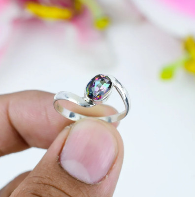 Mystic Topaz Ring Solid 925 Silver Ring Handmade Dainty Gift Ring All Size SR127