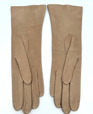 Gloves Tan Kid Leather 1950s Saks Fifth Avenue France Silk Lined Size 6.5 Vtg