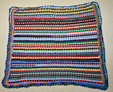 Vintage Granny Afgan Crochet Baby Blanket Multicolor Rectangular Shape 36"x28"