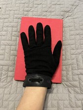 Danier Suede Black Gloves with Leather Trim Wrist