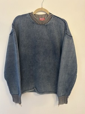 Diesel Men s Distressed Knit Sweater FW25 Blue / Rust Size L Gently Worn