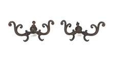 Antique Pair of Victorian Style Cast Brass DOUBLE COAT HOOKS