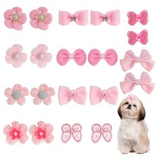 20Pcs Light Pink Small Dog Hair Bows Cute Puppy Dog Bowknot Hair Bow Bulk wit...