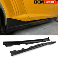 Fits 16-24 Chevy Camaro IKON V3 Style Side Skirts Extension Guard Matte Black PP