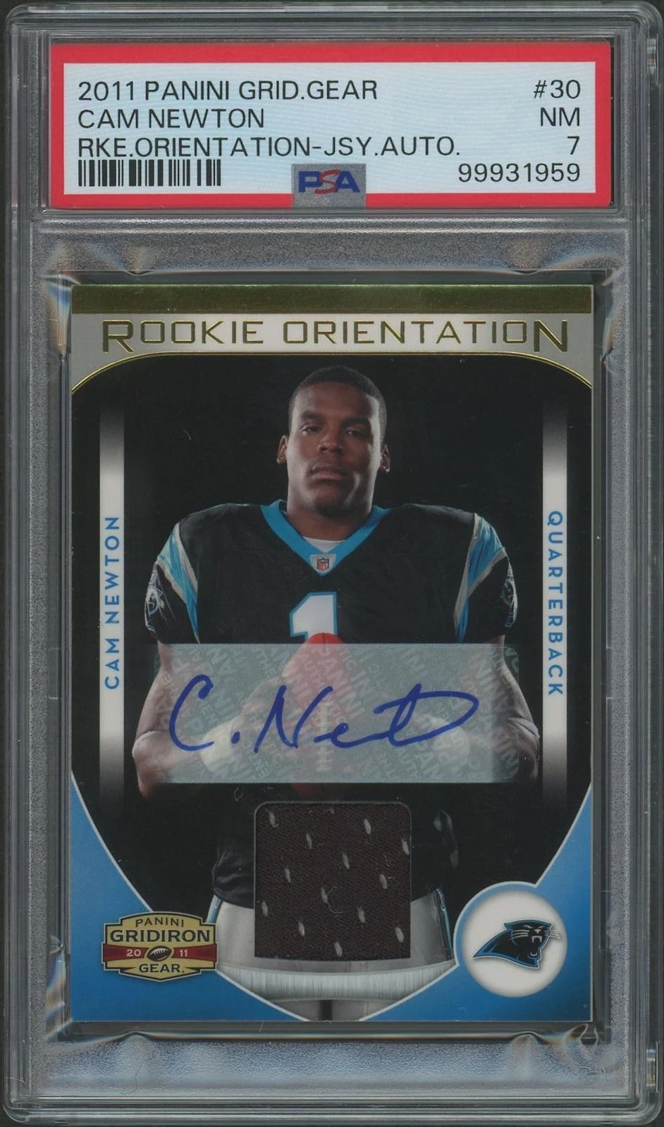 Cam Newton Panini Gridiron Gear Rookie Orientation #30 Jersey Autograph