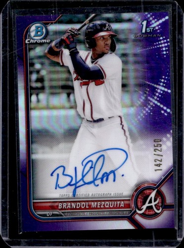 2022 Bowman Chrome Brandol Mezquita Auto Purple Refractor 1st Prospect #/250