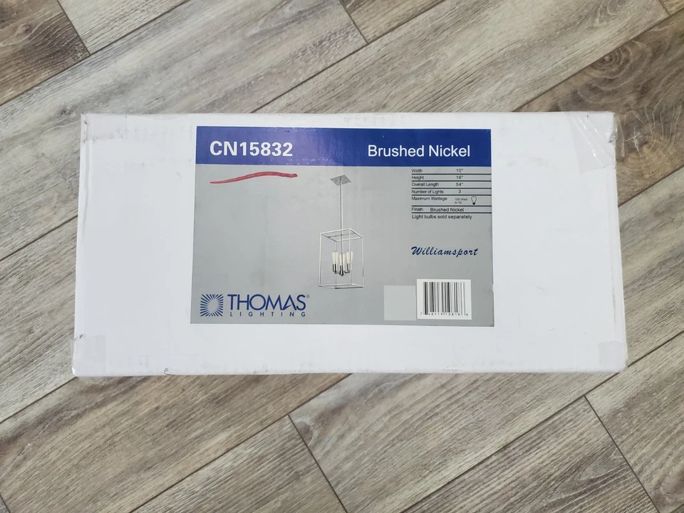 Thomas Lighting CN15832 Williamsport 3-Light Chandelier Brushed Nickel NIB - Image 2 of 4