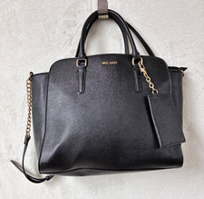 Nine West Lennox Tote Bag Womens Black Pebble Leather Double Handle Shoulder Bag