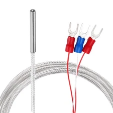 RTD PT100 Temperature Sensor Probe with 3 Wire, 9.8ft