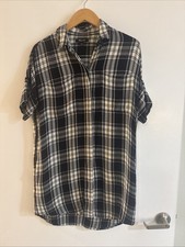 MADEWELL Courier Shirt Dress Gordon Plaid Black White Women's Size Medium