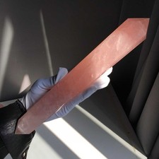 1.97LB Natural Pink Rose Quartz Obelisk Crystal Energy Double Point Reiki Decor