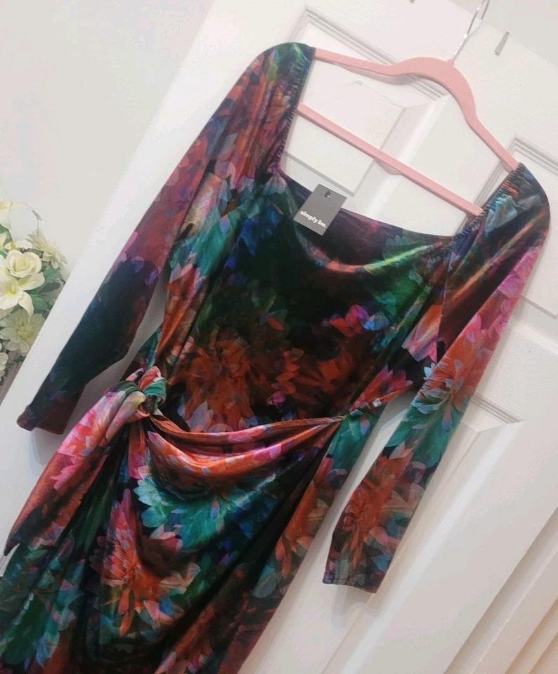 Ladies Size 22 24 Velvet Long Sleeve Dress Xmas Cruise Wedding Party Bnwt Curves - Image 2 of 4