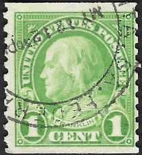 US Scott #597 - 1923 Benjamin Franklin Vertical Coil 1C