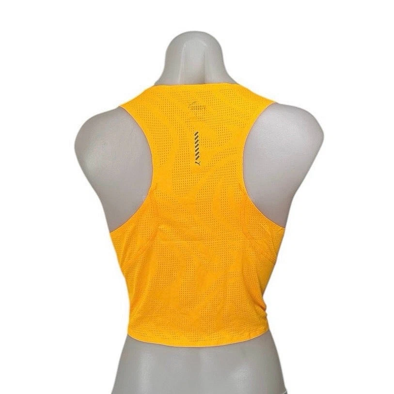 Camiseta sin mangas corta Puma para mujer de malla amarilla sin mangas espalda deportiva fitness L Foto 2 de 4