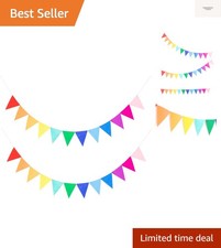 2 Assembled Rainbow Banners Felt Bunting Multicolor for Colorful Birthday Par...