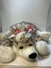 Kids Preferred Dog Plush Husky Puppy Jumbo Stuffed Animal 25” Red Bow RARE