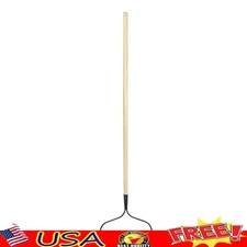 Garden Bow Rake Durable Steel Tines Aerating Tool Ergonomic Handle Soil Leveling