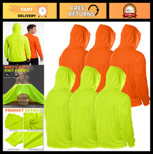 6 Pcs High Visibility Long Sleeve Hoodies for Men - Safety Shirts for Constructi