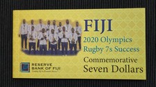 FIJI $7 Dollars 2017 & 2022 UNC Commemorative Rugby Banknotes Folder