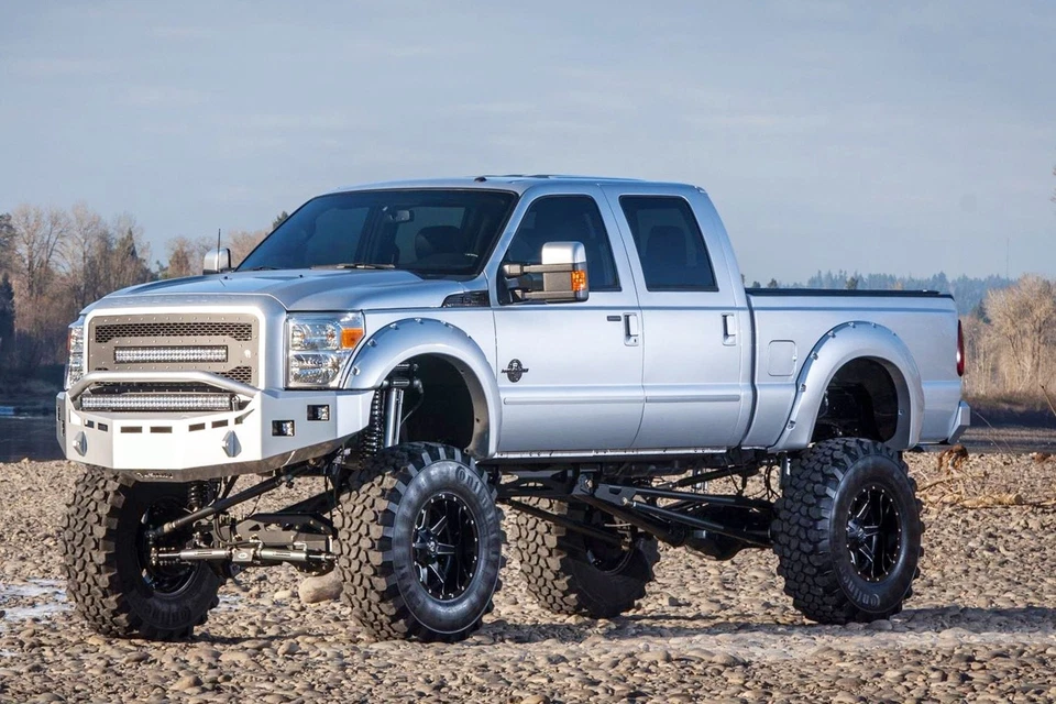 For Ford F-250 Super Duty 11-16 Pocket Style Matte Black Front Fender Flares — 第 3/4 张图片