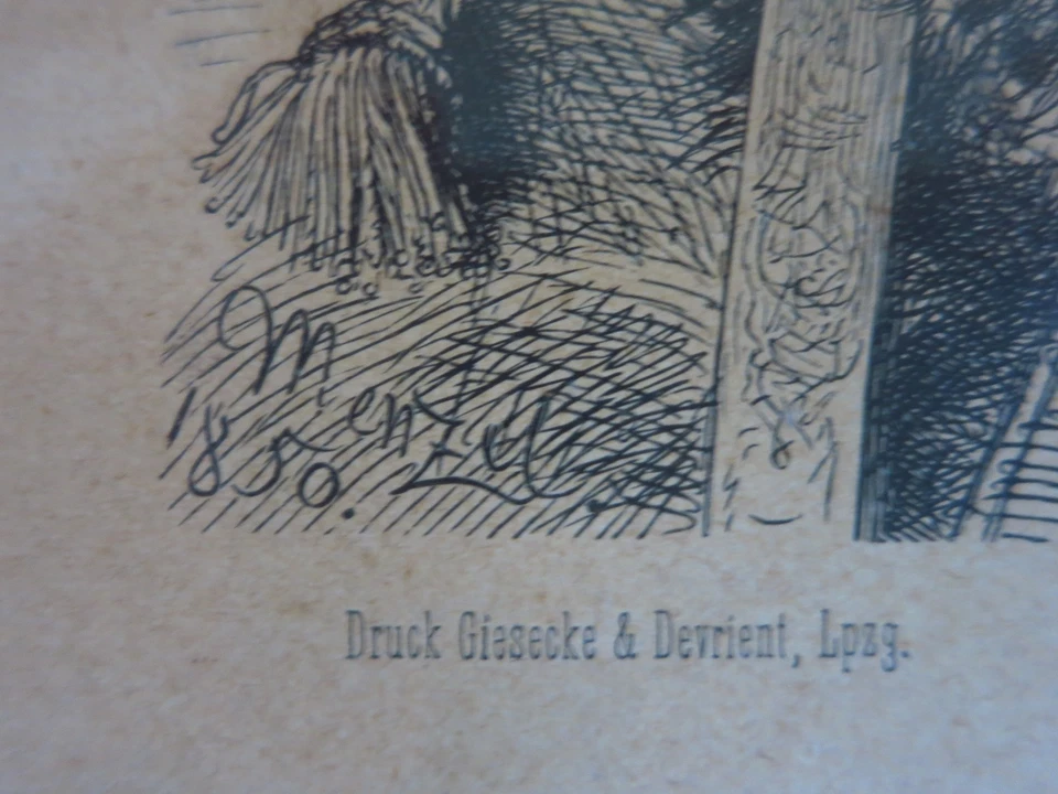 Zieten, Holzstich, sig. Menzel 1850, Druck G&D 1886, Holzrahmen mit Glas 55 x 42 - Bild 3 von 3