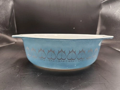Vintage Promotional 1964 Pyrex Blue Tulip 1.5 Qt Oval Casserole #043