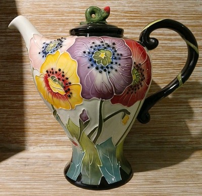 Blue Sky Tonarbeiten Keramik Mohn Jugendstil Teekanne 20,5 cm hoch (B.2)