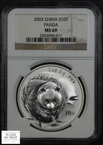 2003 China 1 Oz Silver Panda Ten Yuan 10Y NGC MS 69