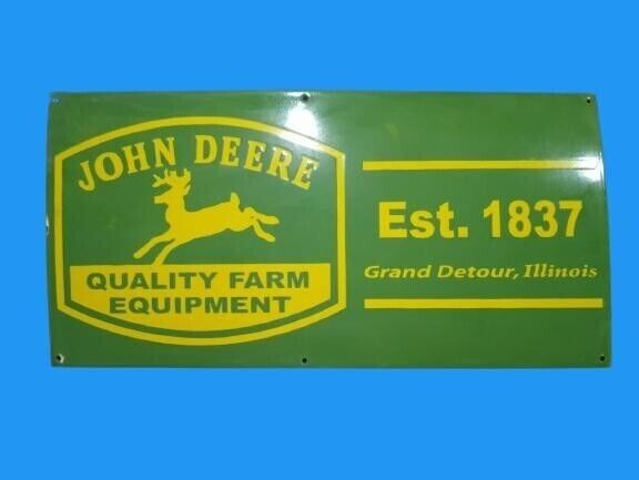 Porcelain John Deere Enamel Sign Size 38x18 Inches