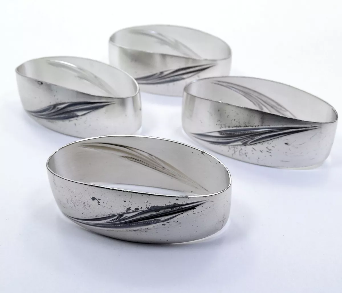 WMF 3 pc Set Silver Plate Oval NAPKIN RING Wurttemberg Metal