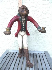Bill Huebbe 1990 Butler Monkey Candle Holder Royal Resin Sculp  20 " t Free S/H 