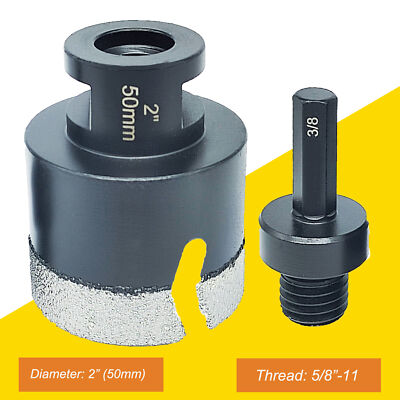 2'' Diamond Core Drill Bit Hole Saw 5/8-11 Angle Grinder for Ceramic Tile Marble