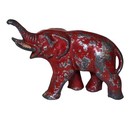 Vintage Red Elephant Cast Metal Lead Toy Figure 1940s 1950s Trunk Up 3.5"