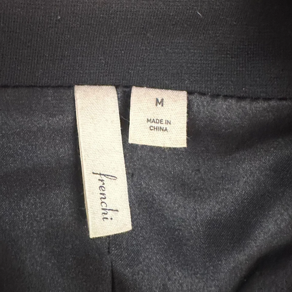 Casaco feminino Frenchi com colarinho abotoado comprimento médio preto médio - Imagem 2 de 4