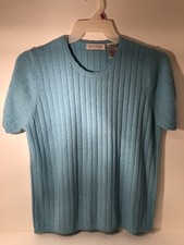 Women  s White Stag XL Vintage Ribbed Edged 100 Soft Acrylic Teal Sweater Top