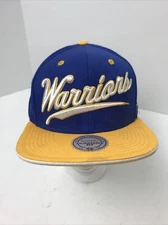 Mitchell & Ness NBA Golden State Warriors Blue & Gold Snapback Hat Cap Script