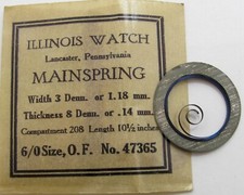 Illinois 6/0s model 47365 watch Mainspring 1 piece T end brown alloy