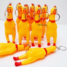12 RUBBER CHICKEN PARTY FAVORS GAG NOVELTY Gift Keychains