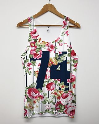 74 Blumen Baseball Weste All Over Print Sommer Urlaub Dope Tank Top Herren Mädchen Neu