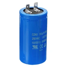 CD60 Run Capacitor 300uF/MFD 250VAC 15% Tolerance 50/60Hz Motor Starting