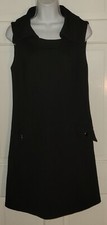 ADRIENNE VITTADINI black Stretch Poly Wide Collar 60s Look Dress 10 NWT