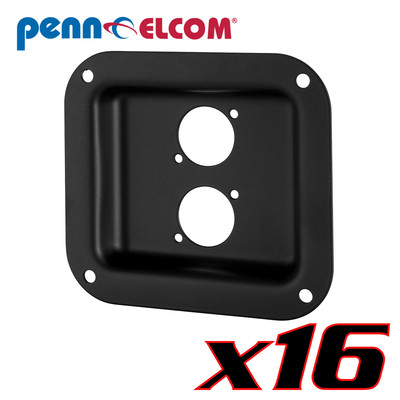 16 Penn Elcom D0947K Dish Two Neutrik D Black Steel 4''x4-3/8''for XLR connectors